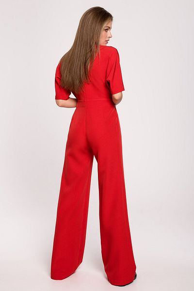 Stylove Jumpsuit with a V-neck and wide legs