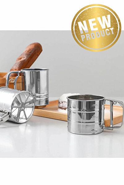 WWSHOP منخل دقيق عملي من الفولاذ المقاوم للصدأ معدني فاخر لمستلزمات المعجنات