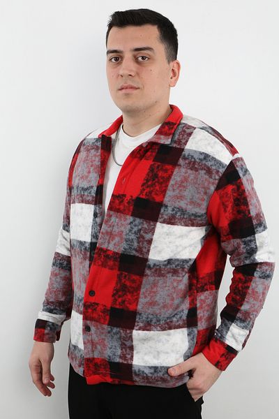 Veli Önkal Long Sleeve Plaid Pattern 100% Fleece Men's Winter Shirt
