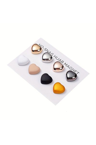 hijabchi Set of 8 Metal and Matte Finish Scarf - Magnet Hijab Pins Brooch