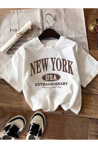 donamod Tricou oversize unisex cu imprimeu New York USA
