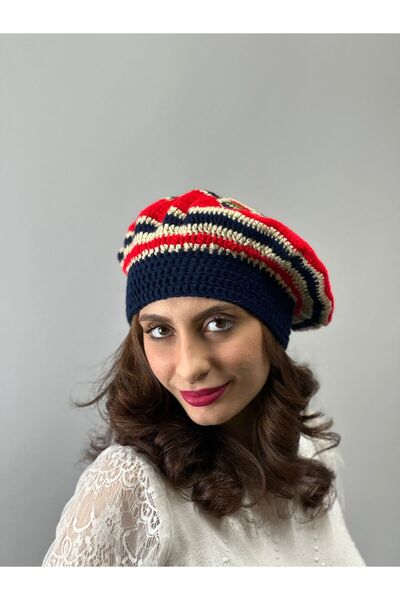 Gönülden Tasarım Ручна робота, кольоровий візерунок, жіноча французька шапка-...