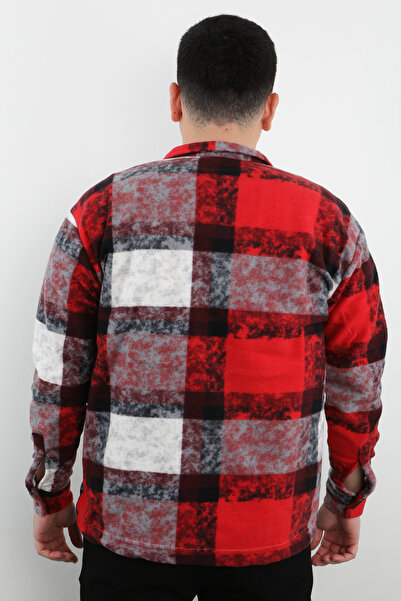 Veli Önkal Long Sleeve Plaid Pattern 100% Fleece Men's Winter Shirt