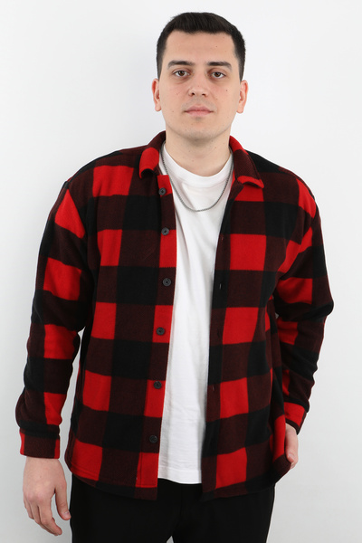 Veli Önkal Uzun Kollu % 100 Polar Ekose Desenli Kışlık Erkek Gömlek