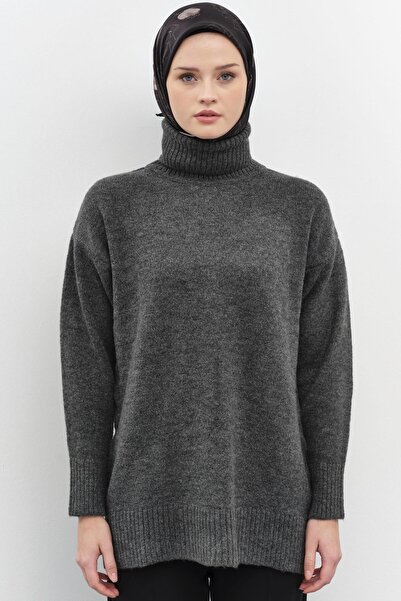 Tuğba Boğazlı Triko Tunik - Antrasit