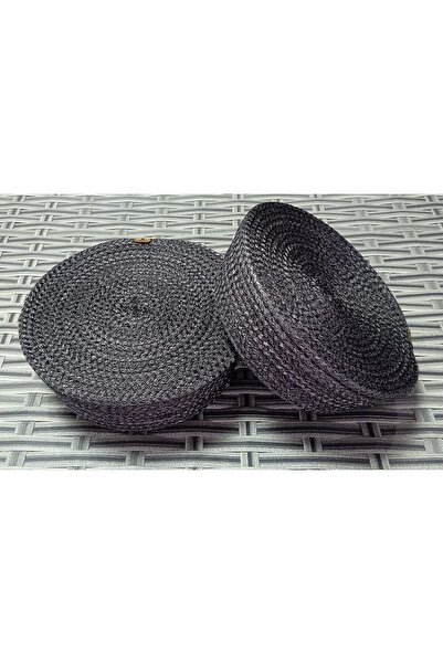 Life For You 2 قطعة سلة مستديرة مع غطاء 26*7 سم من الخوص الأنثراسيت وحبل من ا...