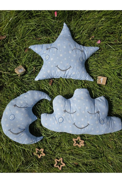 bebek_iklimi مجموعة من 3 قطع من الأصدقاء النائمين باللون الأزرق - وجه مبتسم م...