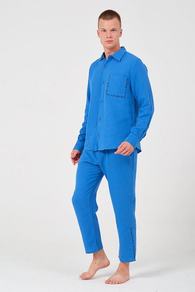 RELAXL Σετ πιτζάμες Unisex Blue Muslin από 100% βαμβάκι