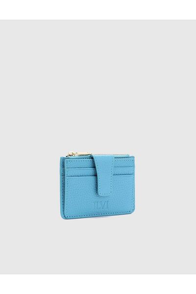 İLVİ Suport pentru carduri unisex albastru din piele naturală Houston