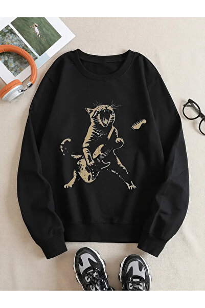 Nebulaa Tekstil Nebulaa Άνετο βαμβακερό φούτερ με στάμπα γράμματα για γυναίκε...