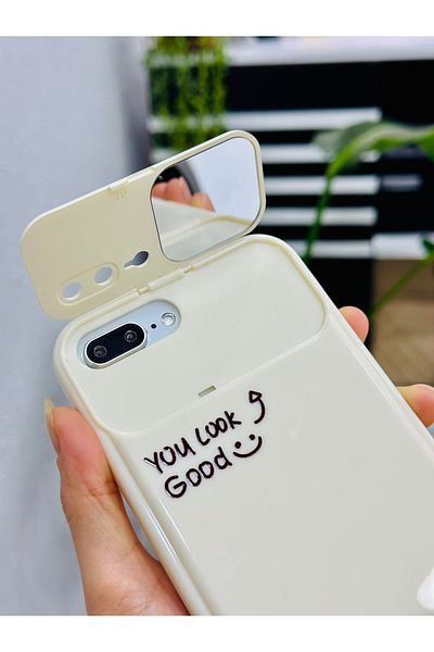 Go Aksesuar حافظة سيليكون متوافقة مع هاتف Iphone 6 Plus - 7 Plus - 8 Plus مع نموذج مرآة للكاميرا