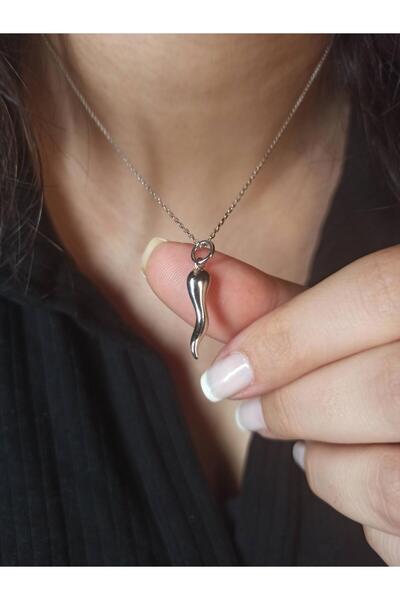 TREND 925 Ayar Gümüş Cornicello, Kolye, Italyan Şans Boynuzu, Biber Kolye, Sevgililer Günü Hediyesi