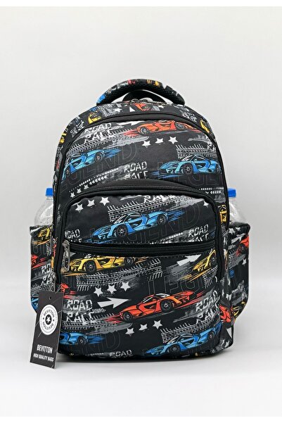 Bevitton İlk Okul Çantası 3'lü Seti Erkek Çocuk Ilkokul Çantası Araba Desenli Siyah
