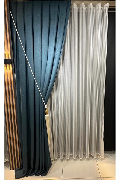 Epay İYİ ÇİZGİLİ PERDE TÜL PERDE ZİNCİR PERDE SALON PERDESİ (1,2.5) ORTA PİLE