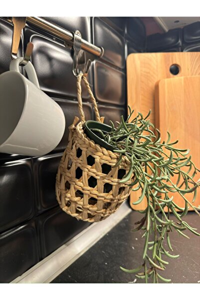 Nedabella Kaktüs Sepet, Dekoratif Hasır Sepet, Askı Sepet, Mutfak Duvarı Akse...