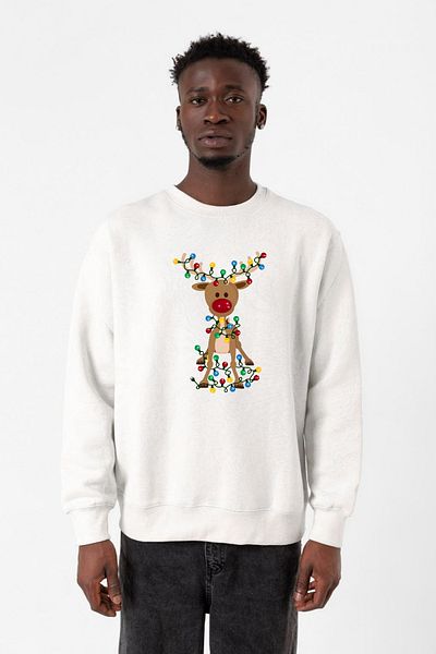 Tshirthane Adorabil Reindeer Christmas White Hanorac 2ip pentru bărbați