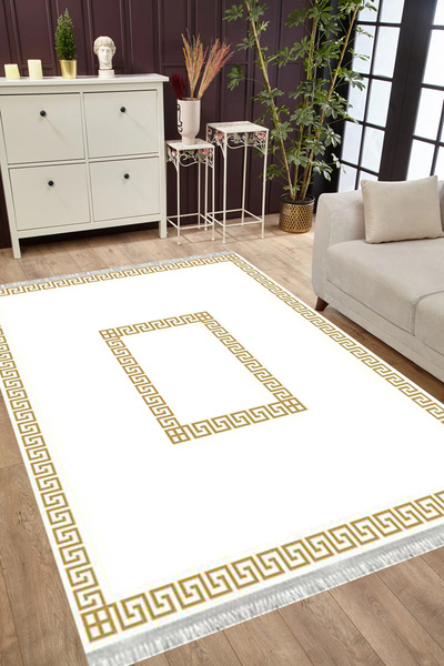 MUBO Kaymaz Tabanlı Yıkanabilir Antibakteriyel Dijital Baskı Klasik Salon Hal...