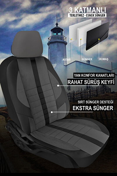 GM-DESIGN Sinop Series - Luxury Universal Car Seat Cover - Full Set of 5 Seats - Special Velur Fabric