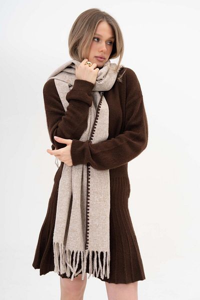 FENZA SCARF Bri̇an Nail Detail Wool-Acrylic Mix Winter Scarf