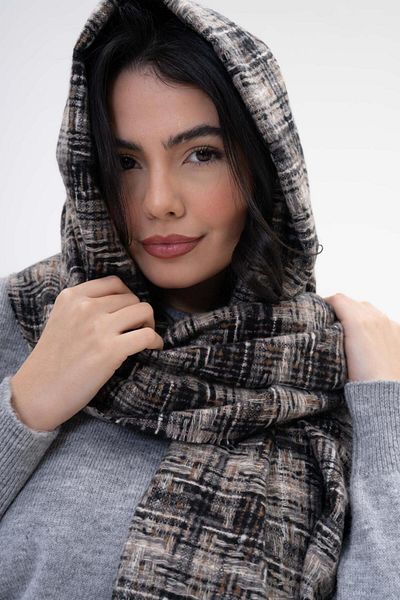 FENZA SCARF CRUCIETĂ DE IARNĂ LIVELY CU MODEL DE DESEN Lână-Acrilic