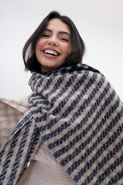 FENZA SCARF LISA DEGRADE WRENCH PATTERN MIXT DE LANA-AKRILĂ BĂRĂ DE IARNĂ