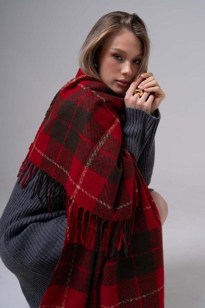 FENZA SCARF Adela Stripes Square Pattern Wool-Acrylic Mix Patterned Scarf