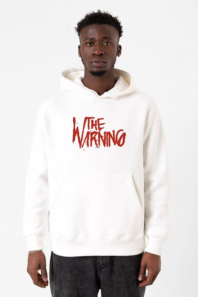 Tshirthane The Warning Logo Λευκό ανδρικό φούτερ με κουκούλα 3 ip