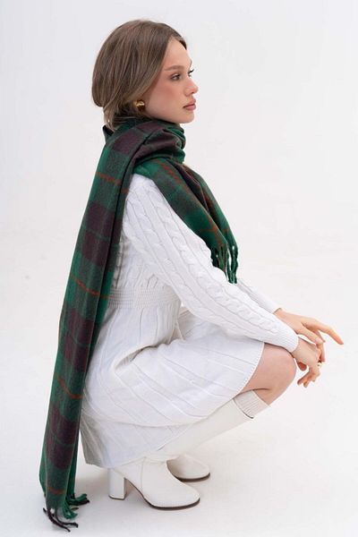FENZA SCARF ADELA STRIPED SQUARE MODEL LANA-AKRILIC MIXTĂ BĂRĂ CU MODEL