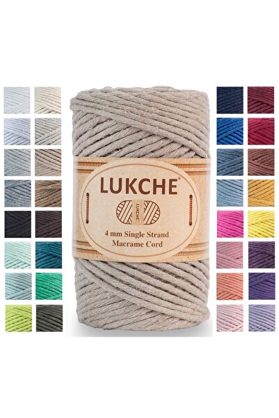 LUKCHE Taranan Makrome Ipi 4mm (75MT) Taranabilir Pamuk Makrome Ipi Makrame Ipi (SÜTLÜ KAHVE)