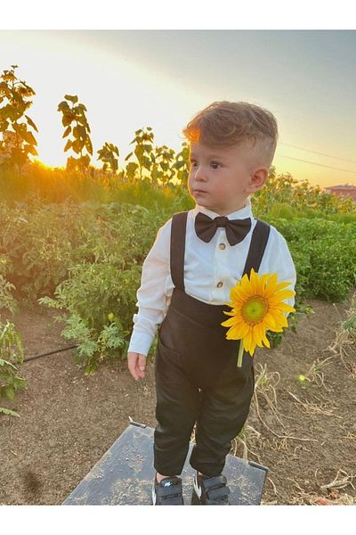 favorimkids Şile Salopet Shirt Bow Tie Set