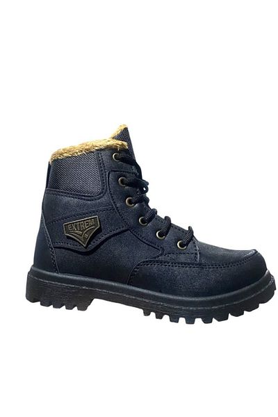 Extrem Unisex Χειμερινή Αντιολισθητική Σόλα Γούνινη Παιδική Μπότα με φερμουάρ - Μαύρο