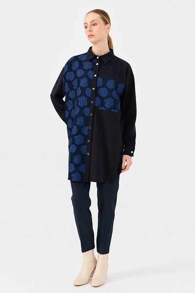 Esswaap Black Floral Print Chenille Shirt