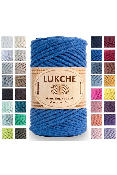 LUKCHE Taranan Makrome Ipi 4mm (75MT) Taranabilir Pamuk Makrome Ipi Makrame Ipi (SAKS MAVİ)