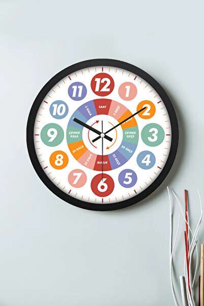 KaktüsKedi ساعة حائط تعليمية من الزجاج الحقيقي مقاس 30 سم مع ثانية للتدفق للأ...