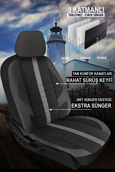 GM-DESIGN Sinop Series - Luxury Universal Car Seat Cover - Full Set of 5 Seats - Special Velur Fabric