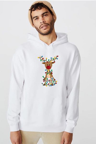 Tshirthane Αξιολάτρευτο χριστουγεννιάτικο ανδρικό φούτερ με κουκούλα 3 κορδονιών