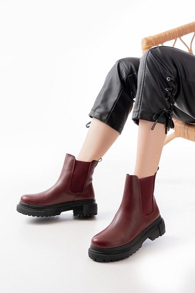İNFON INFON 812-2137 Claret Red Elastic Daily Γυναικείες Μπότες