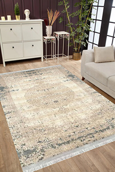 MUBO Pamuk Dokuma Taban Yıkanabilir Kaymaz Tabanlı Antibakteriyel Dijital Baskı Halı Klasik Salon Halısı