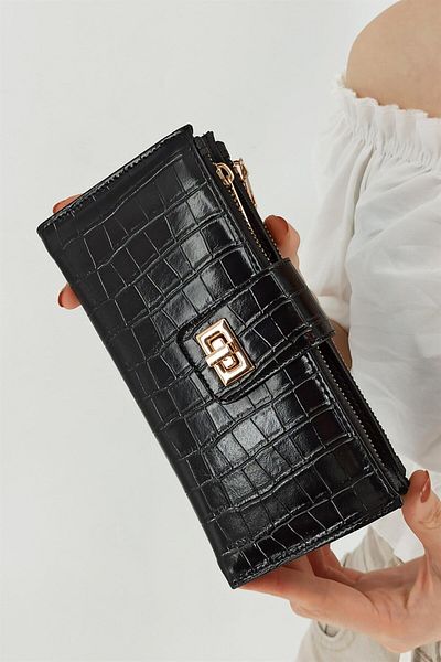 Çlk Accessories Large Size Black Wallet - 4 4 Credit Card Compartments, Front Lock Trcüzdansf-2