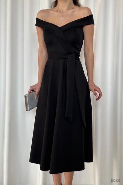 Deafox Černé potápěčské šaty s límcem Madonna