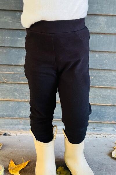 Breeze Kız Çocuk Tayt Pantolon Arkası Cepli 2-6 Yaş, Siyah