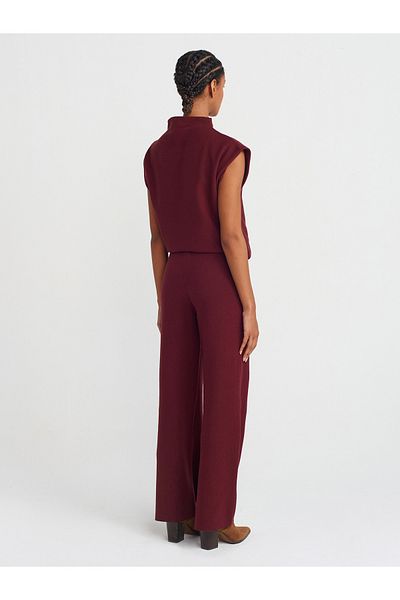 Dilvin 71819 High Waist Pants-Burgundy