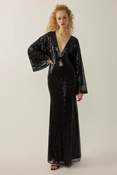 Hiccup Sequined Deep V Neck Maxi Dress