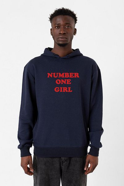 Tshirthane Ανδρική κουκούλα με κουκούλα 3 κλωστών Rose Number One Girl Navy Blue