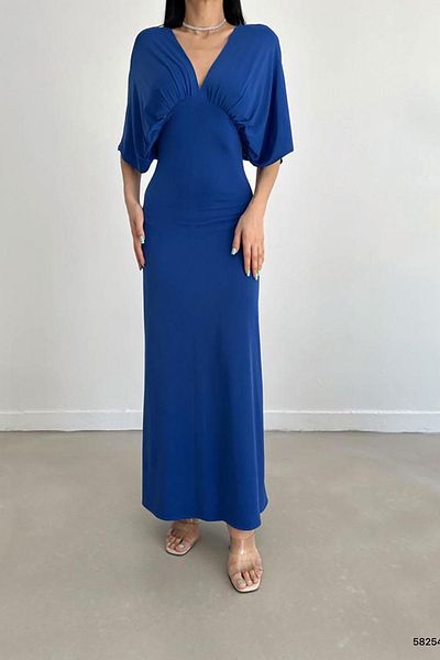 Deafox Rochie Saks cu mânecă liliac Sandy Fabric cu fante lungi