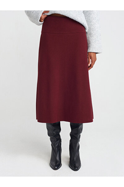 Dilvin 80390 Selanik Midi Etek-Bordo