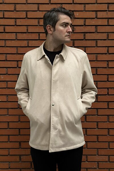 KARADAĞLI Regular Fit Bej Dik Yaka Süet Ceket