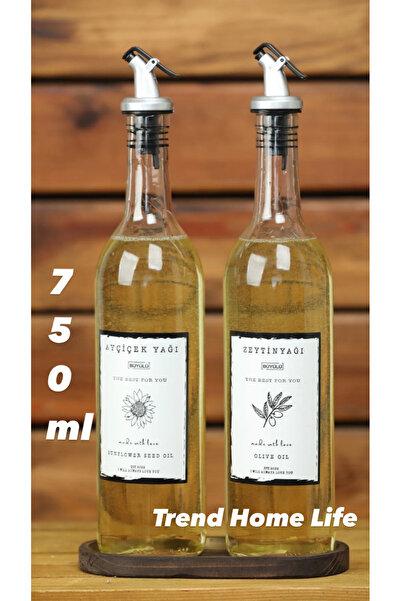 Trend Home Life Set of 2 Glass Clear 750 ml Sunflower Olive Oil Oil Pot Oil P...