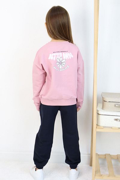 Breeze Σετ αθλητικής φόρμας για κορίτσια 4-9 ετών - Dried Rose με στάμπα κειμένου και λουλούδια στην πλάτη