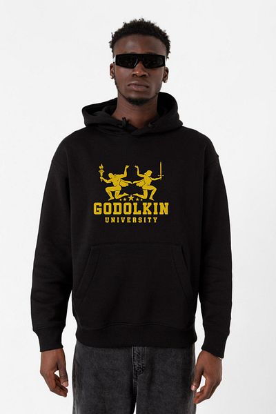 Tshirthane Мъжки суитшърт с качулка 3ip, черен, с лого на университета „Ген. В.“